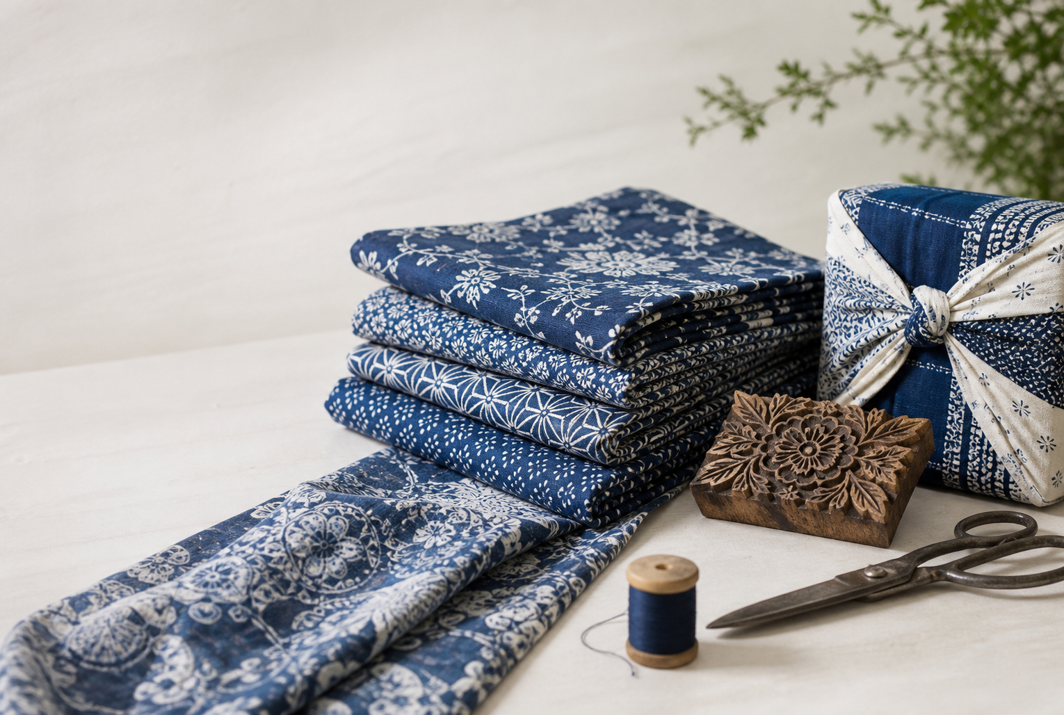 Indigo print textile hero image